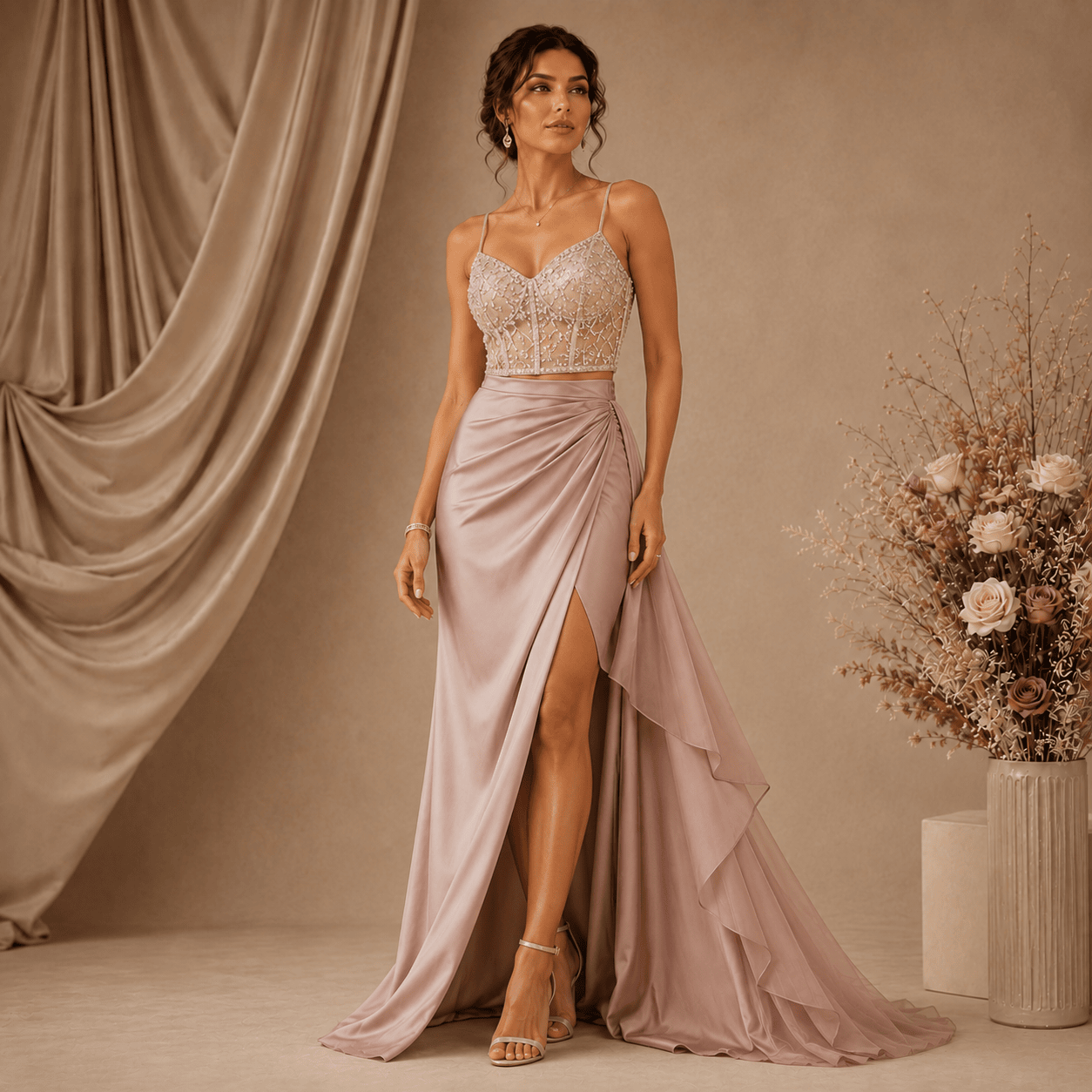 Draped Satin Bridal Skirt